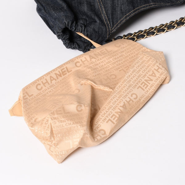 極美品 CHANEL シャネル COCO CABAS GM ココカバス GM チェーントートバッグ A35109 13番台 ココマーク スパークリングデニム 中古 4a004055