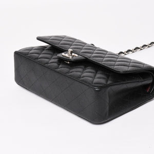 Very Good Condition CHANEL Chanel Matelasse 25 W Flap W Chain Shoulder Bag No. 19 Coco Mark Caviar Skin Black Used 4a004054