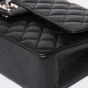 Very Good Condition CHANEL Chanel Matelasse 25 W Flap W Chain Shoulder Bag No. 19 Coco Mark Caviar Skin Black Used 4a004054