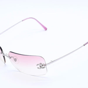 Very Good Condition CHANEL Rimless Sunglasses Eyewear 4017-D c.124/58 Size 62□17 120 Coco Mark Rhinestone Pink Used 4a004051