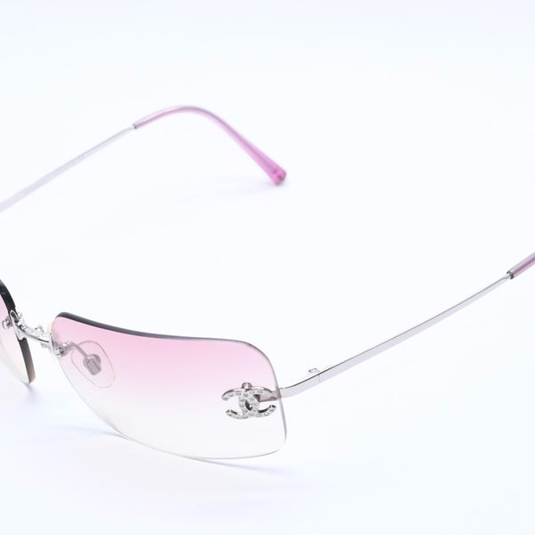 Very Good Condition CHANEL Rimless Sunglasses Eyewear 4017-D c.124/58 Size 62□17 120 Coco Mark Rhinestone Pink Used 4a004051