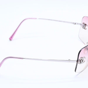 Very Good Condition CHANEL Rimless Sunglasses Eyewear 4017-D c.124/58 Size 62□17 120 Coco Mark Rhinestone Pink Used 4a004051