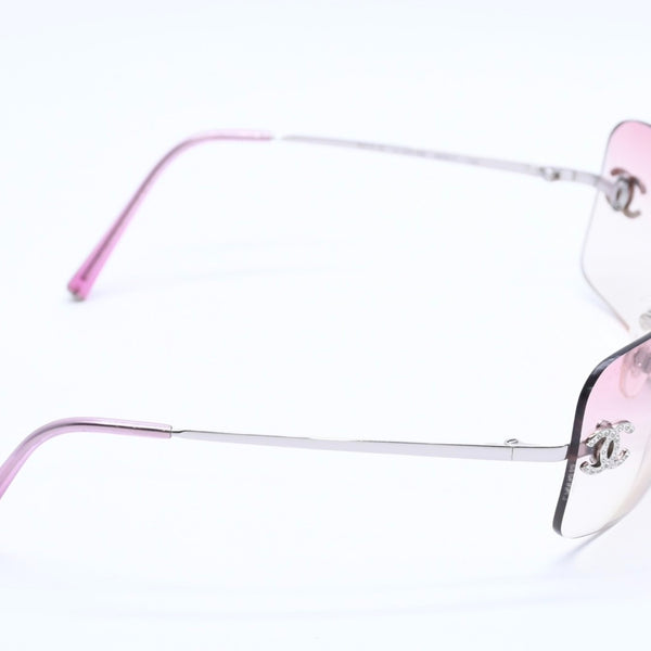 Very Good Condition CHANEL Rimless Sunglasses Eyewear 4017-D c.124/58 Size 62□17 120 Coco Mark Rhinestone Pink Used 4a004051
