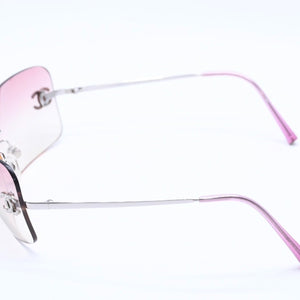 Very Good Condition CHANEL Rimless Sunglasses Eyewear 4017-D c.124/58 Size 62□17 120 Coco Mark Rhinestone Pink Used 4a004051