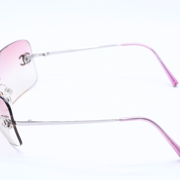 Very Good Condition CHANEL Rimless Sunglasses Eyewear 4017-D c.124/58 Size 62□17 120 Coco Mark Rhinestone Pink Used 4a004051