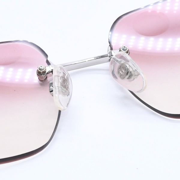 Very Good Condition CHANEL Rimless Sunglasses Eyewear 4017-D c.124/58 Size 62□17 120 Coco Mark Rhinestone Pink Used 4a004051
