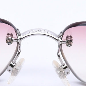 Very Good Condition CHANEL Rimless Sunglasses Eyewear 4017-D c.124/58 Size 62□17 120 Coco Mark Rhinestone Pink Used 4a004051