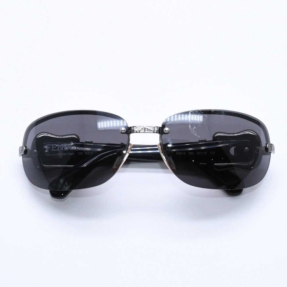 FENDI フェンディ ハーフリム サングラス アイウェア FS412 060 サイズ64□16 125 ベルトテンプル ブラック 美品 中古 4a004161
