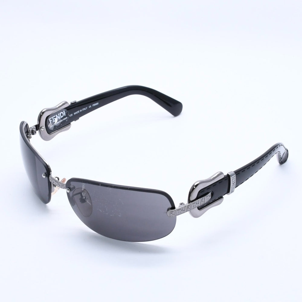 FENDI フェンディ ハーフリム サングラス アイウェア FS412 060 サイズ64□16 125 ベルトテンプル ブラック 美品 中古 4a004161