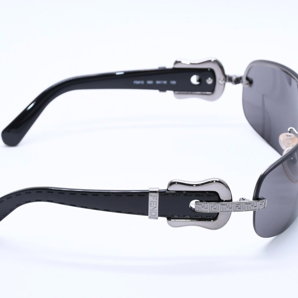 FENDI フェンディ ハーフリム サングラス アイウェア FS412 060 サイズ64□16 125 ベルトテンプル ブラック 美品 中古 4a004161