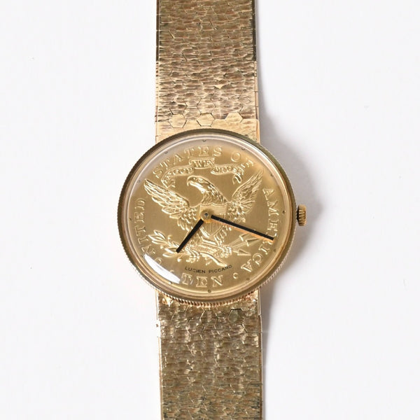 LUCIEN PICCARD ルシアン ピカール $10 COIN 10ドル コイン 腕時計 重量約42.87g 手巻き 14K 金文字盤 イーグル金貨 良品 中古 4a004062