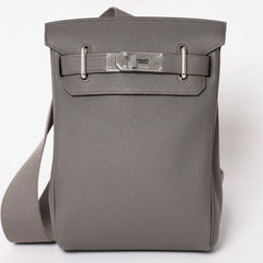 Like new Hermes Kelly Akkado PM K engraved one shoulder bag Grimeyer Togo Silver hardware Used 4a004063