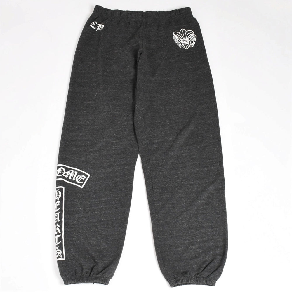 CHROME HEARTS クロムハーツ ロゴ入りスウェットパンツ CHロゴ BSフレア スクロールラベル Tバー ダークグレー Mサイズ フリース生地 美品 中古 4a004097