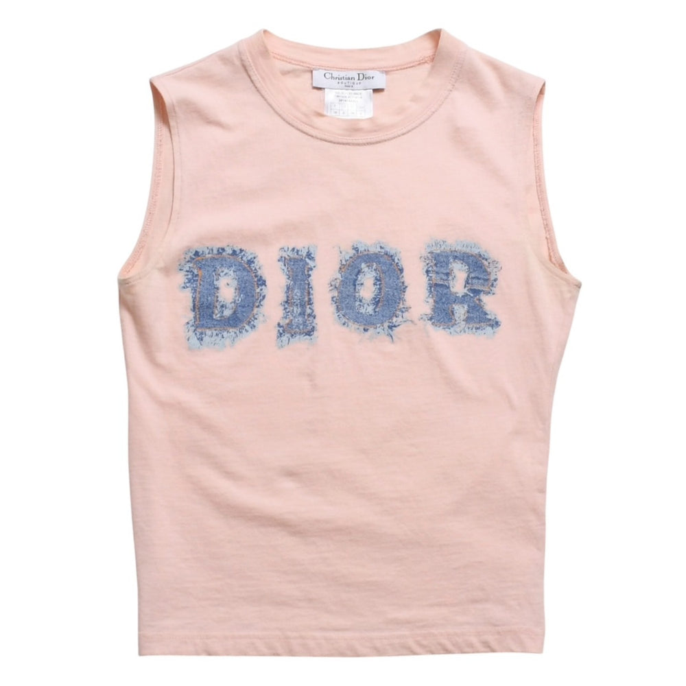 Christian Dior クリスチャンディオール デニムロゴ ノースリーブ タンクトップ ガリアーノ期 3P16155302 デニム サイズ36 美品 中古 4a004068