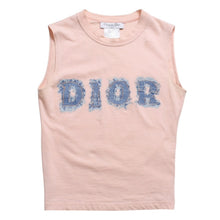Load image into Gallery viewer, Christian Dior クリスチャンディオール デニムロゴ ノースリーブ タンクトップ ガリアーノ期 3P16155302 デニム サイズ36 美品 中古 4a004068