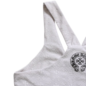 極美品 CHROME HEARTS クロムハーツ リブタンクトップ ノースリーブ CHプラス CH総柄 ホースシュー 23ss グレー 中古 4a004116