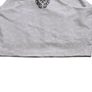 極美品 CHROME HEARTS クロムハーツ リブタンクトップ ノースリーブ CHプラス CH総柄 ホースシュー 23ss グレー 中古 4a004116