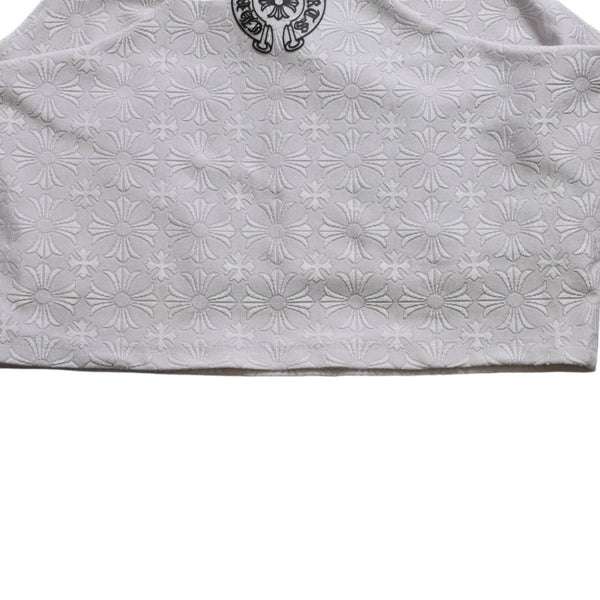 極美品 CHROME HEARTS クロムハーツ リブタンクトップ ノースリーブ CHプラス CH総柄 ホースシュー 23ss グレー 中古 4a004116