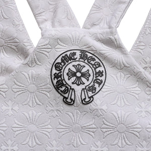 極美品 CHROME HEARTS クロムハーツ リブタンクトップ ノースリーブ CHプラス CH総柄 ホースシュー 23ss グレー 中古 4a004116