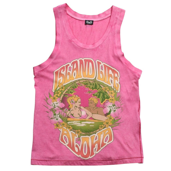 Extremely beautiful item DOLCE&GABBANA Dolce &amp; Gabbana D&G Tank top shirt, printed, pink, used, 4a004144