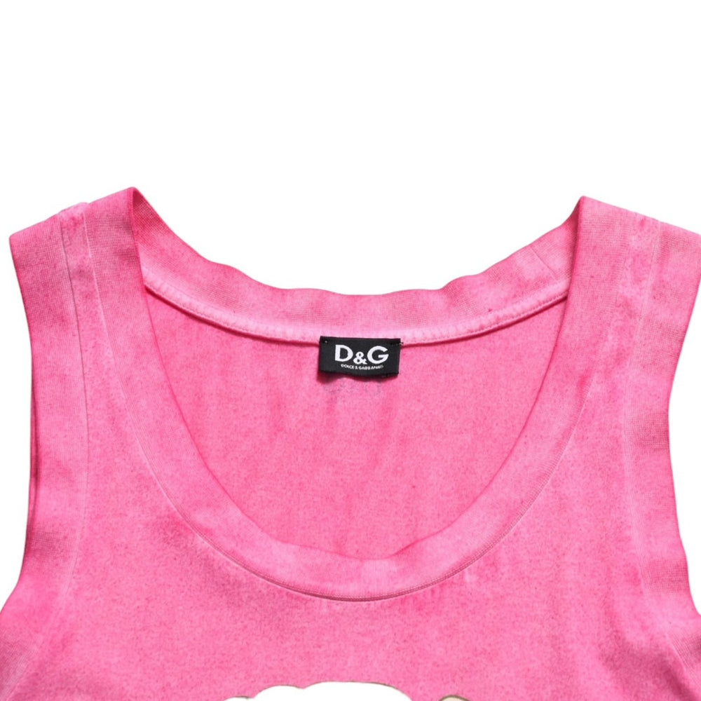 Extremely beautiful item DOLCE&GABBANA Dolce &amp; Gabbana D&G Tank top shirt, printed, pink, used, 4a004144