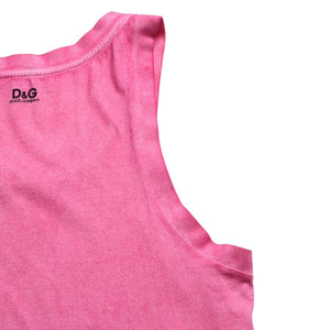 Extremely beautiful item DOLCE&GABBANA Dolce &amp; Gabbana D&G Tank top shirt, printed, pink, used, 4a004144