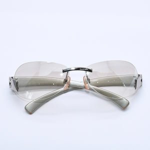 極美品 CHANEL シャネル リムレス サングラス アイウェア 4037 c.124/6I サイズ59□15 125 ココマーク シルバー クリア 中古 4a004070