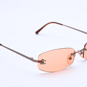 Very Good Condition CHANEL Rimless Sunglasses Eyewear 4002- c.124/22 Size 57□19 130 Here Mark Used 4a003986