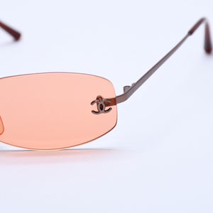 Very Good Condition CHANEL Rimless Sunglasses Eyewear 4002- c.124/22 Size 57□19 130 Here Mark Used 4a003986