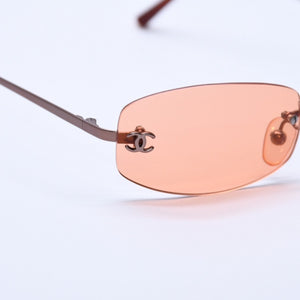 Very Good Condition CHANEL Rimless Sunglasses Eyewear 4002- c.124/22 Size 57□19 130 Here Mark Used 4a003986