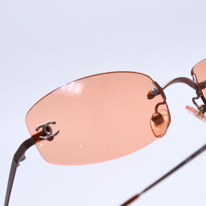 Very Good Condition CHANEL Rimless Sunglasses Eyewear 4002- c.124/22 Size 57□19 130 Here Mark Used 4a003986