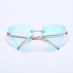 CHANEL Rimless Sunglasses Eyewear Coco Mark Silver Multicolor Plastic Metal Good Condition Used 4a004026