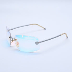 CHANEL Rimless Sunglasses Eyewear Coco Mark Silver Multicolor Plastic Metal Good Condition Used 4a004026