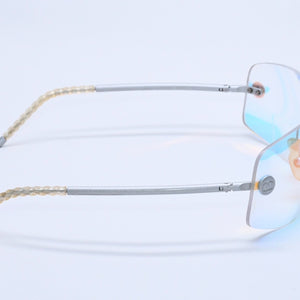 CHANEL Rimless Sunglasses Eyewear Coco Mark Silver Multicolor Plastic Metal Good Condition Used 4a004026