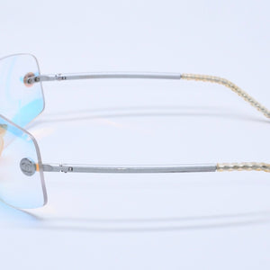 CHANEL Rimless Sunglasses Eyewear Coco Mark Silver Multicolor Plastic Metal Good Condition Used 4a004026