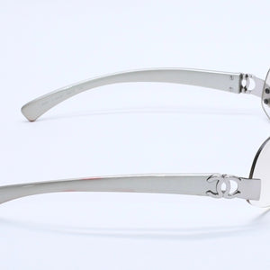 極美品 CHANEL シャネル リムレス サングラス アイウェア 4037 c.124/6I サイズ59□15 125 ココマーク シルバー クリア 中古 4a004070