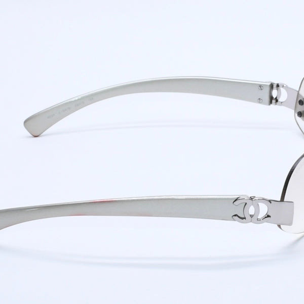 極美品 CHANEL シャネル リムレス サングラス アイウェア 4037 c.124/6I サイズ59□15 125 ココマーク シルバー クリア 中古 4a004070