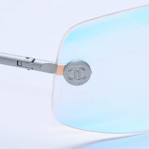 CHANEL Rimless Sunglasses Eyewear Coco Mark Silver Multicolor Plastic Metal Good Condition Used 4a004026