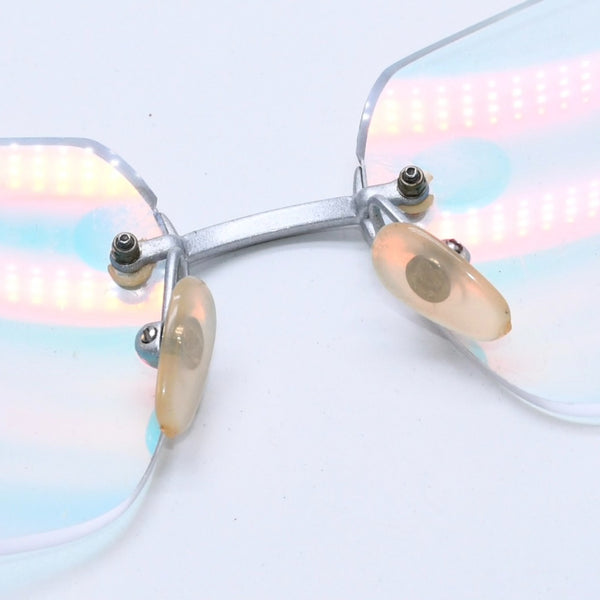CHANEL Rimless Sunglasses Eyewear Coco Mark Silver Multicolor Plastic Metal Good Condition Used 4a004026
