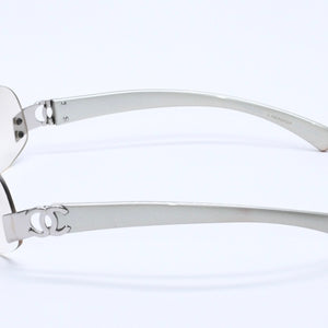 極美品 CHANEL シャネル リムレス サングラス アイウェア 4037 c.124/6I サイズ59□15 125 ココマーク シルバー クリア 中古 4a004070