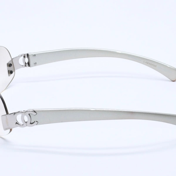 極美品 CHANEL シャネル リムレス サングラス アイウェア 4037 c.124/6I サイズ59□15 125 ココマーク シルバー クリア 中古 4a004070