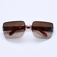 New and unused CHANEL Half Rim Sunglasses Eyewear 4107-B c.125/13 Size 62□15 125 Gold Brown Used 4a004027