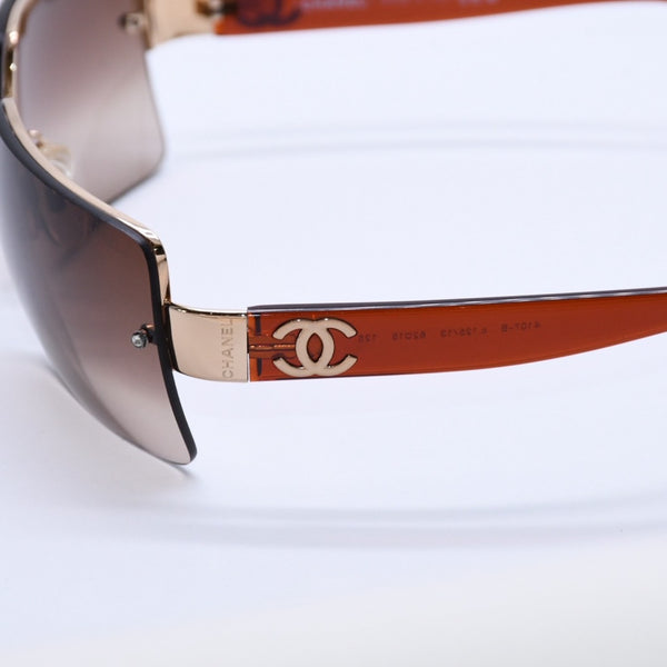 New and unused CHANEL Half Rim Sunglasses Eyewear 4107-B c.125/13 Size 62□15 125 Gold Brown Used 4a004027