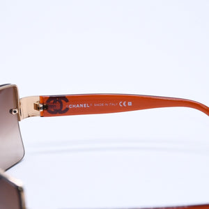 New and unused CHANEL Half Rim Sunglasses Eyewear 4107-B c.125/13 Size 62□15 125 Gold Brown Used 4a004027
