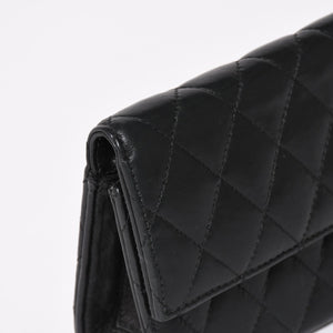 極美品 CHROME HEARTS クロムハーツ ディナーバッグ クラッチバッグ ラージダガー マトラッセ ラムスキン ブラック 中古 4a004093