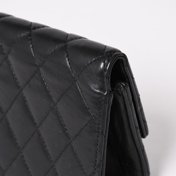 極美品 CHROME HEARTS クロムハーツ ディナーバッグ クラッチバッグ ラージダガー マトラッセ ラムスキン ブラック 中古 4a004093