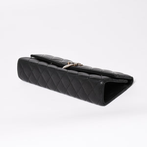 極美品 CHROME HEARTS クロムハーツ ディナーバッグ クラッチバッグ ラージダガー マトラッセ ラムスキン ブラック 中古 4a004093