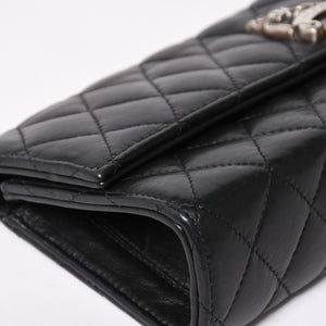 極美品 CHROME HEARTS クロムハーツ ディナーバッグ クラッチバッグ ラージダガー マトラッセ ラムスキン ブラック 中古 4a004093
