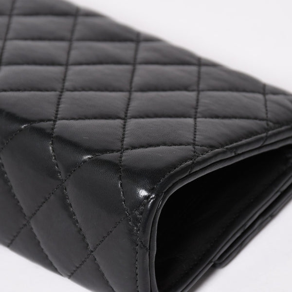 極美品 CHROME HEARTS クロムハーツ ディナーバッグ クラッチバッグ ラージダガー マトラッセ ラムスキン ブラック 中古 4a004093