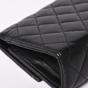 極美品 CHROME HEARTS クロムハーツ ディナーバッグ クラッチバッグ ラージダガー マトラッセ ラムスキン ブラック 中古 4a004093